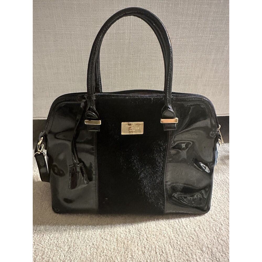DAVID JONES PARIS Handbag Tote Gray Faux Leather Purse Zipper Bag With Handles